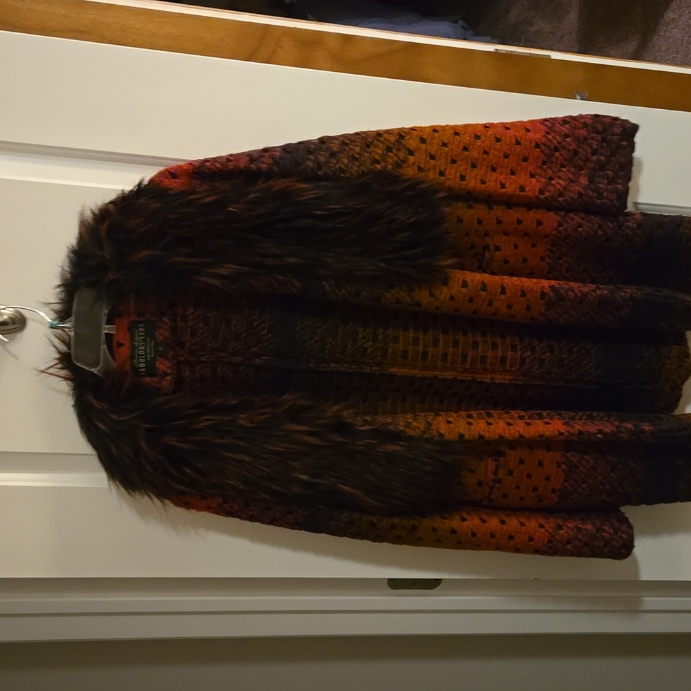 Donna Saylers fur trim sweater